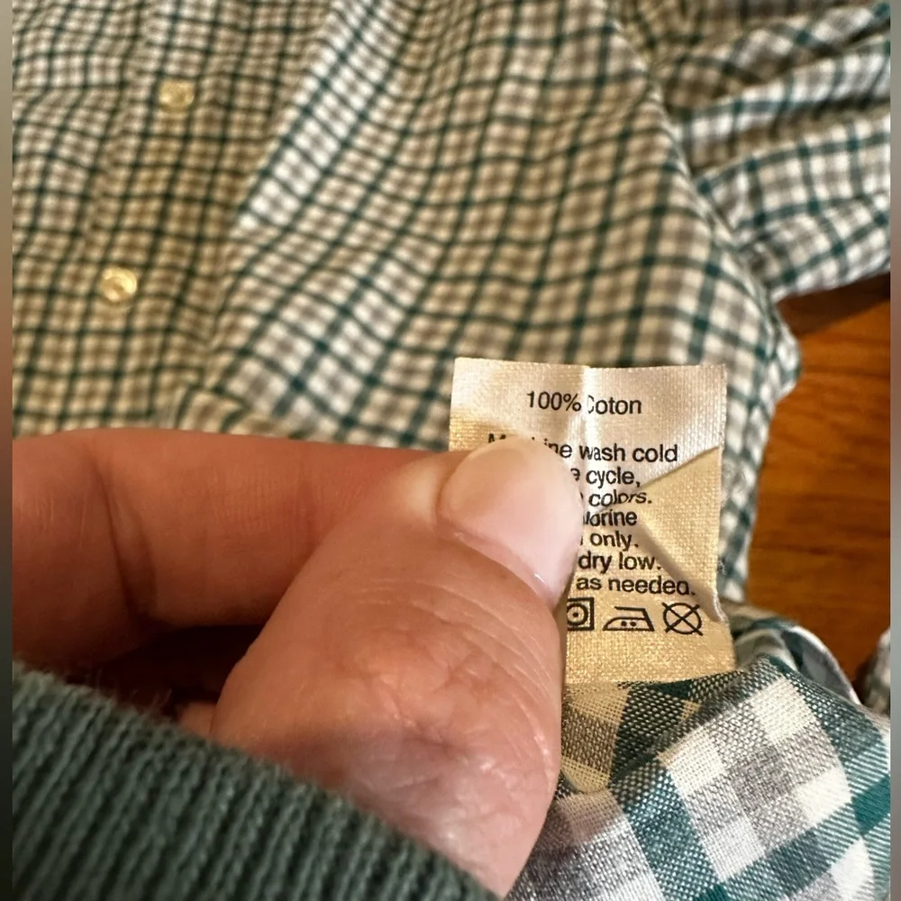 J‎ Crew Men’s Long Sleeve Button Up Slim Small Green Grey Plaid Checkered